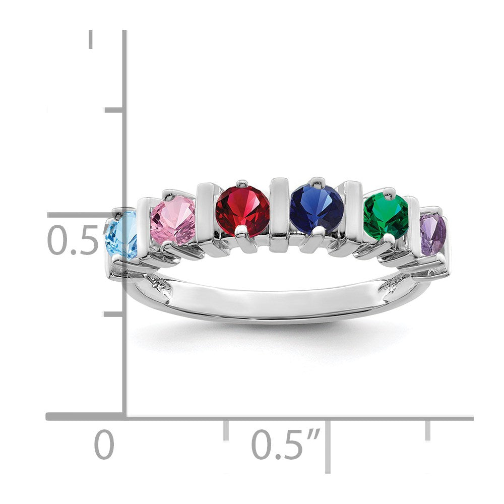 14k White Gold Synthetic Family Jewelry Ring - 46
