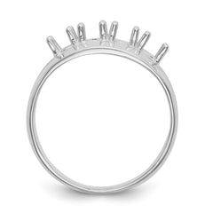 14k White Gold Polished 4-Stone Mothers Ring Mounting - 12