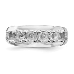 14k White Gold Polished 4-Stone Mothers Ring Mounting - 12