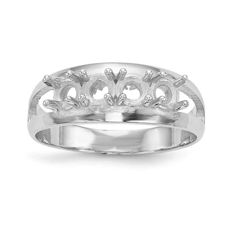 14k White Gold Polished 4-Stone Mothers Ring Mounting - 12