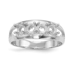 14k White Gold Polished 4-Stone Mothers Ring Mounting - 12