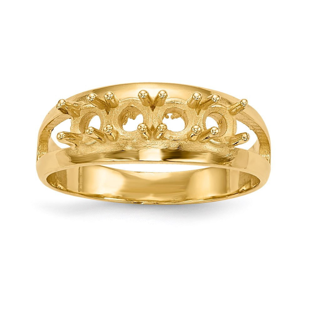 14k Polished 4-Stone Mothers Ring Mounting - 6