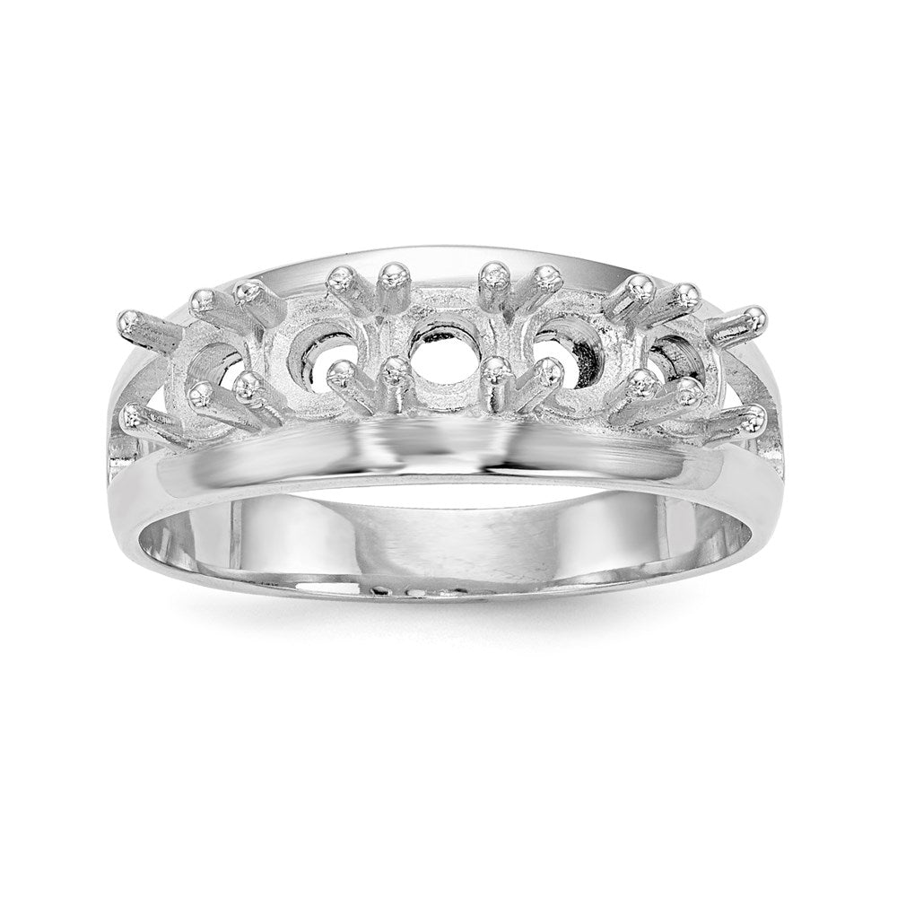 14k White Gold Polished 5-Stone Mothers Ring Mounting - 10