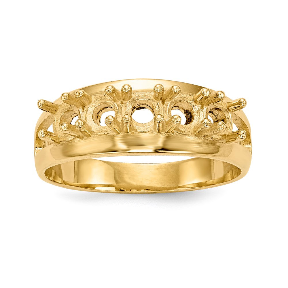 14k Polished 5-Stone Mothers Ring Mounting - 7