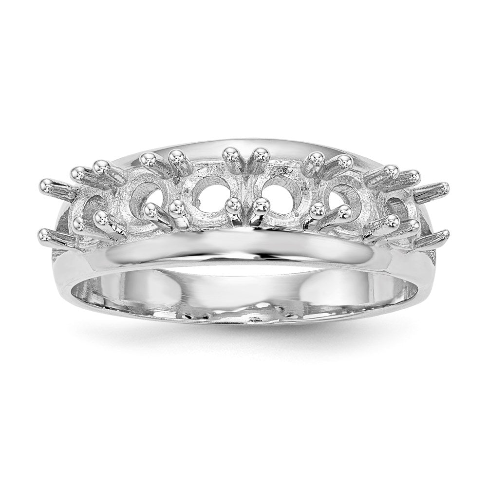 14k White Gold Polished 6-Stone Mothers Ring Mounting - 4
