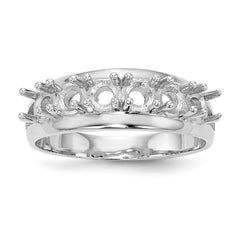 14k White Gold Polished 6-Stone Mothers Ring Mounting - 4
