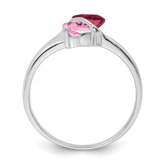 Sterling Silver Rhodium-plated Imitation and Diamond Couple Ring - 16