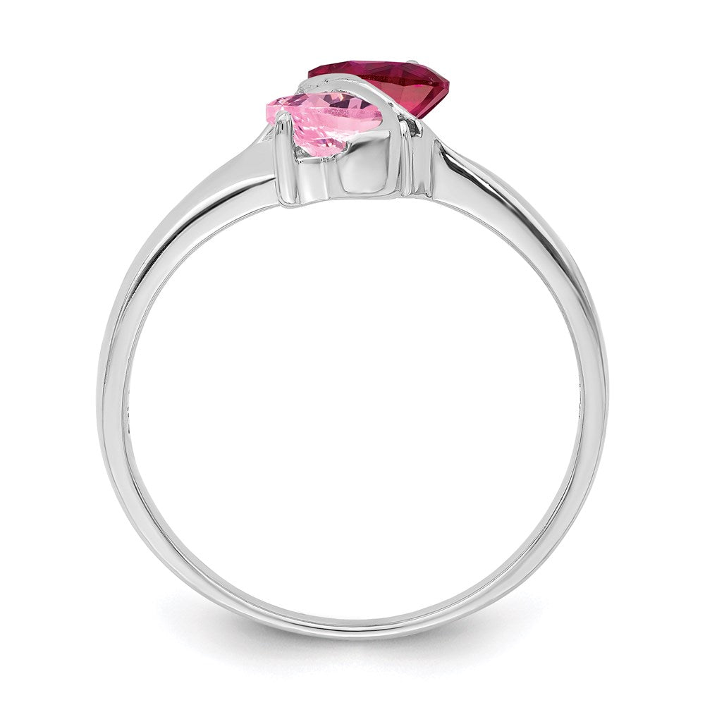 Sterling Silver Rhodium-plated Imitation and Diamond Couple Ring - 14