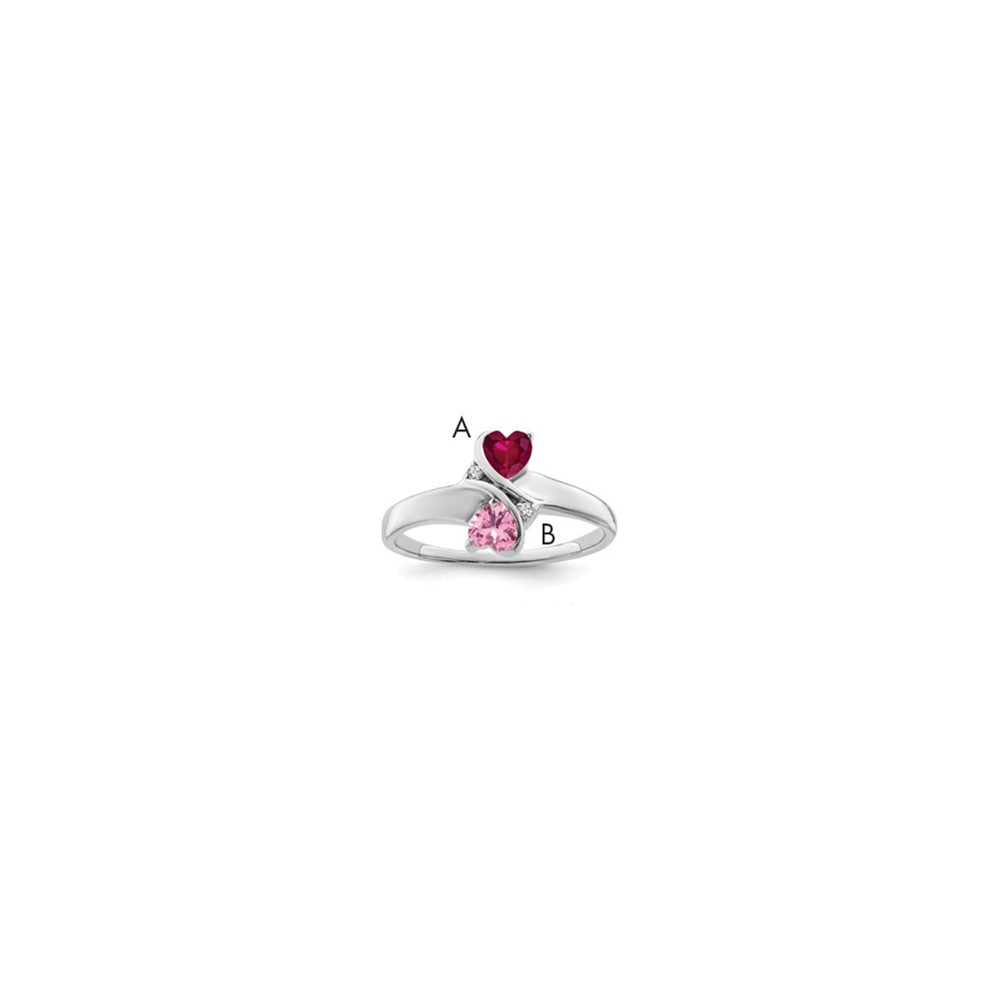 14k White Gold Synthetic Family Jewelry Ring - 58