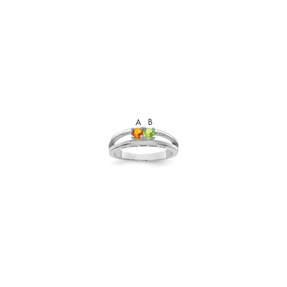 Sterling Silver Rhodium-plated 3mm Synthetic Family Jewelry Ring - 23