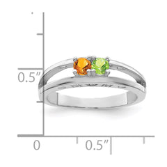 Sterling Silver Rhodium-plated 3mm Synthetic Family Jewelry Ring - 23