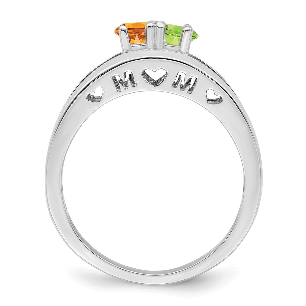 Sterling Silver Rhodium-plated 3mm Synthetic Family Jewelry Ring - 20