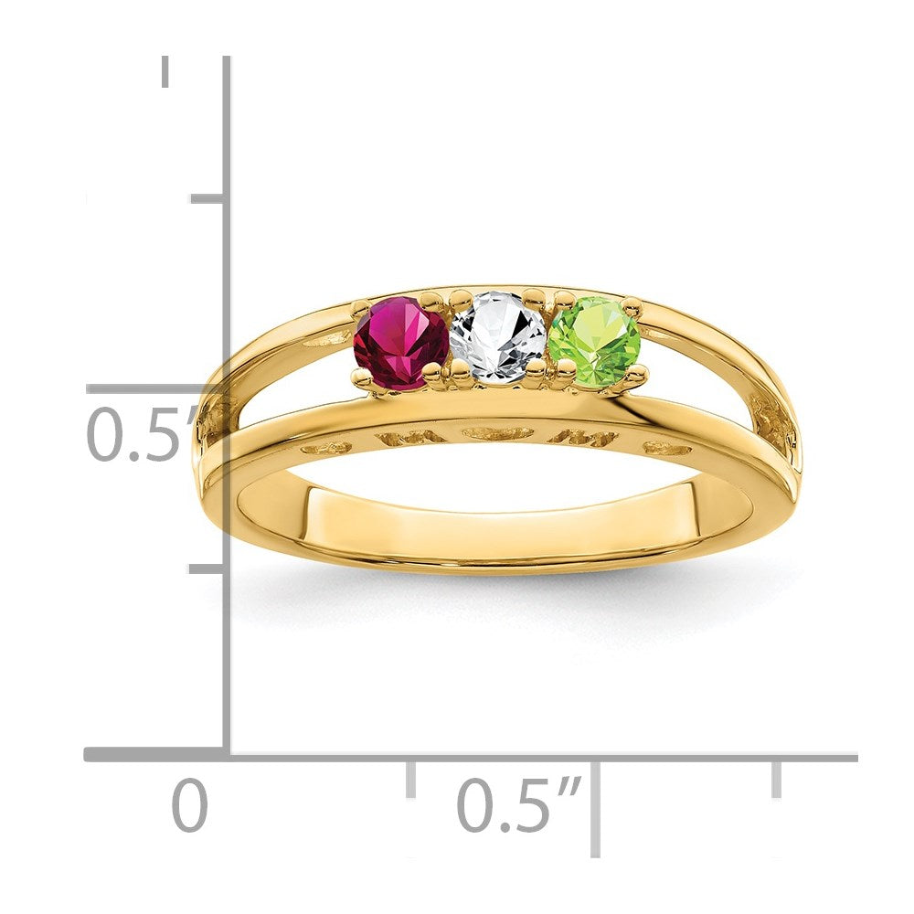 14k 3mm Synthetic Family Jewelry Ring - 8
