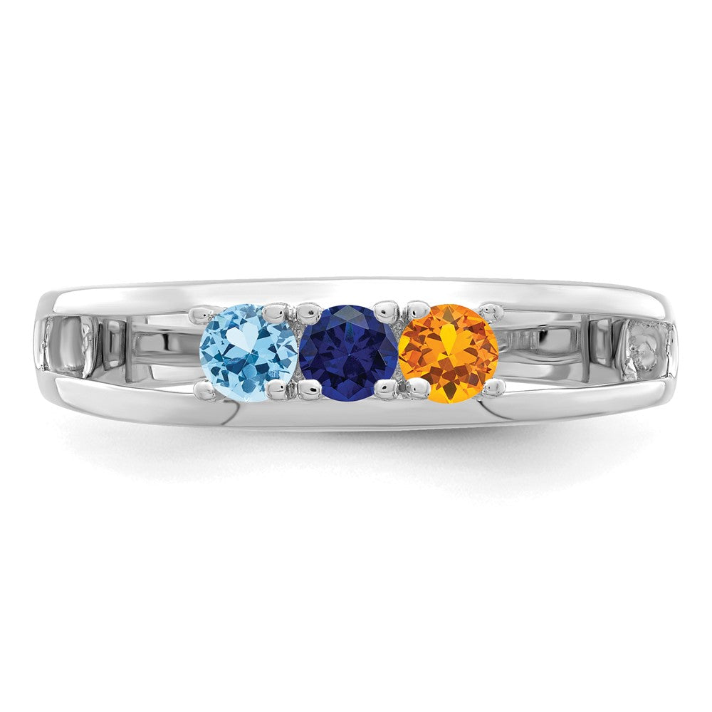 14k White Gold 3mm Genuine Family Jewelry Ring - 6