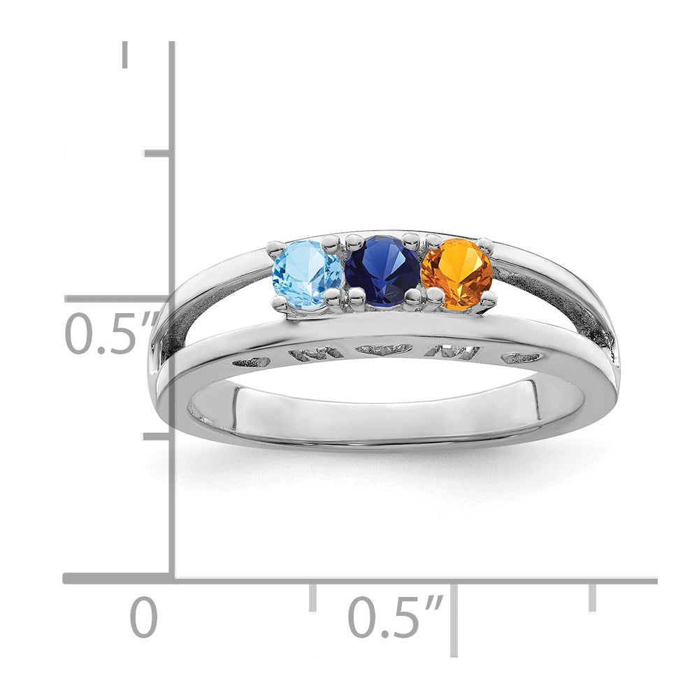 14k White Gold 3mm Genuine Family Jewelry Ring - 6