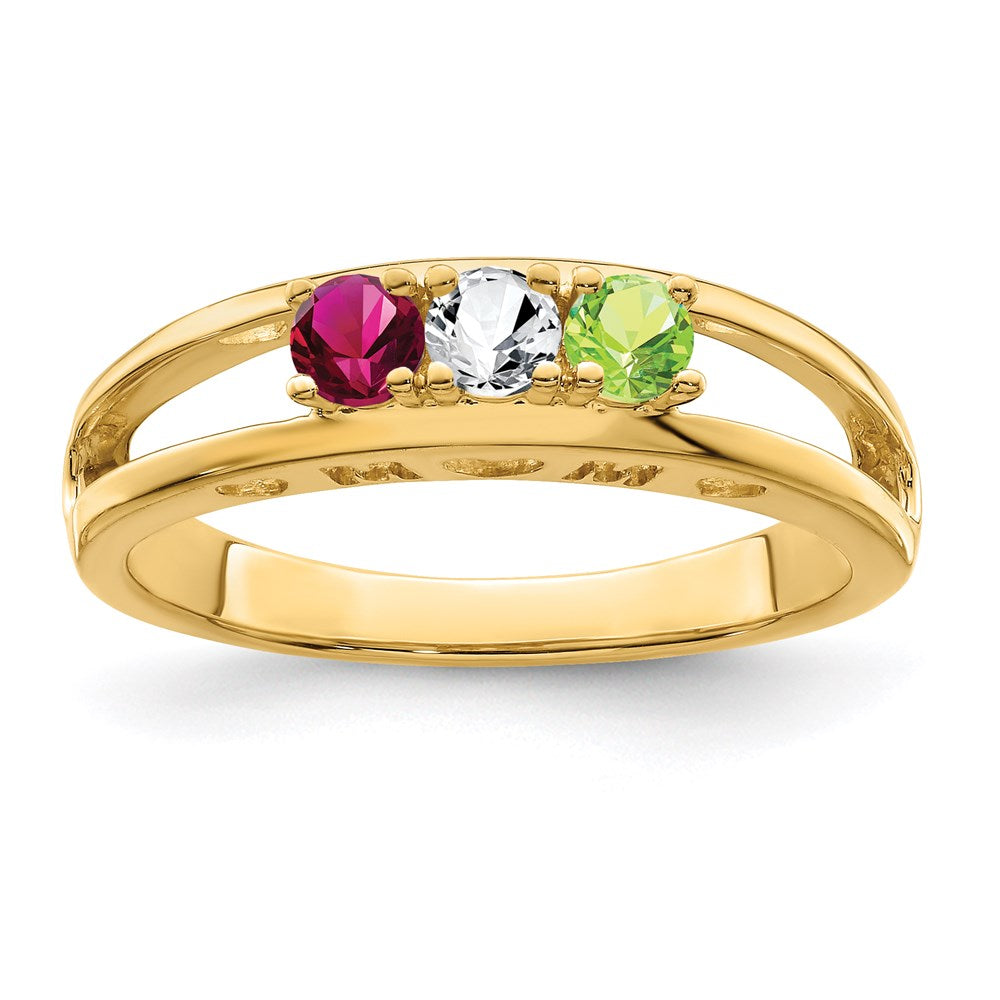 14k 3mm Synthetic Family Jewelry Ring - 8