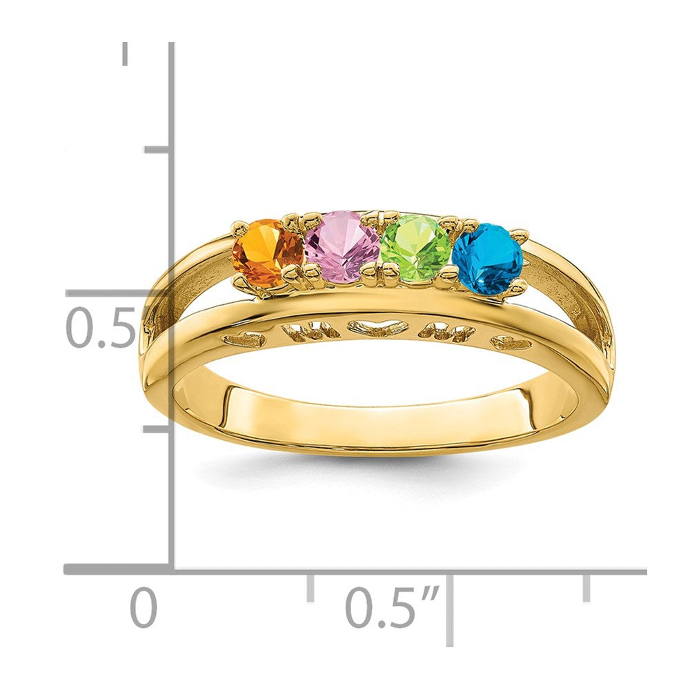 14k 3mm Synthetic Family Jewelry Ring - 10