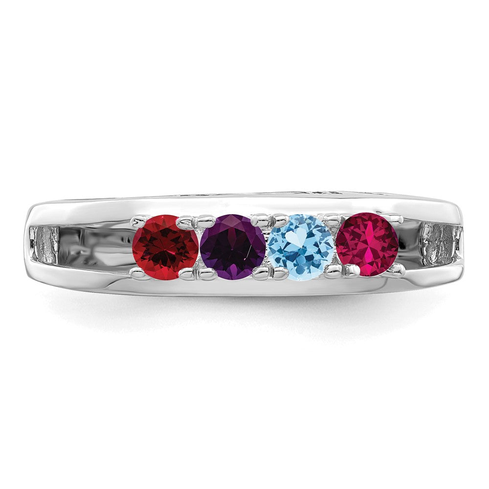 14k White Gold 3mm Synthetic Family Jewelry Ring - 12