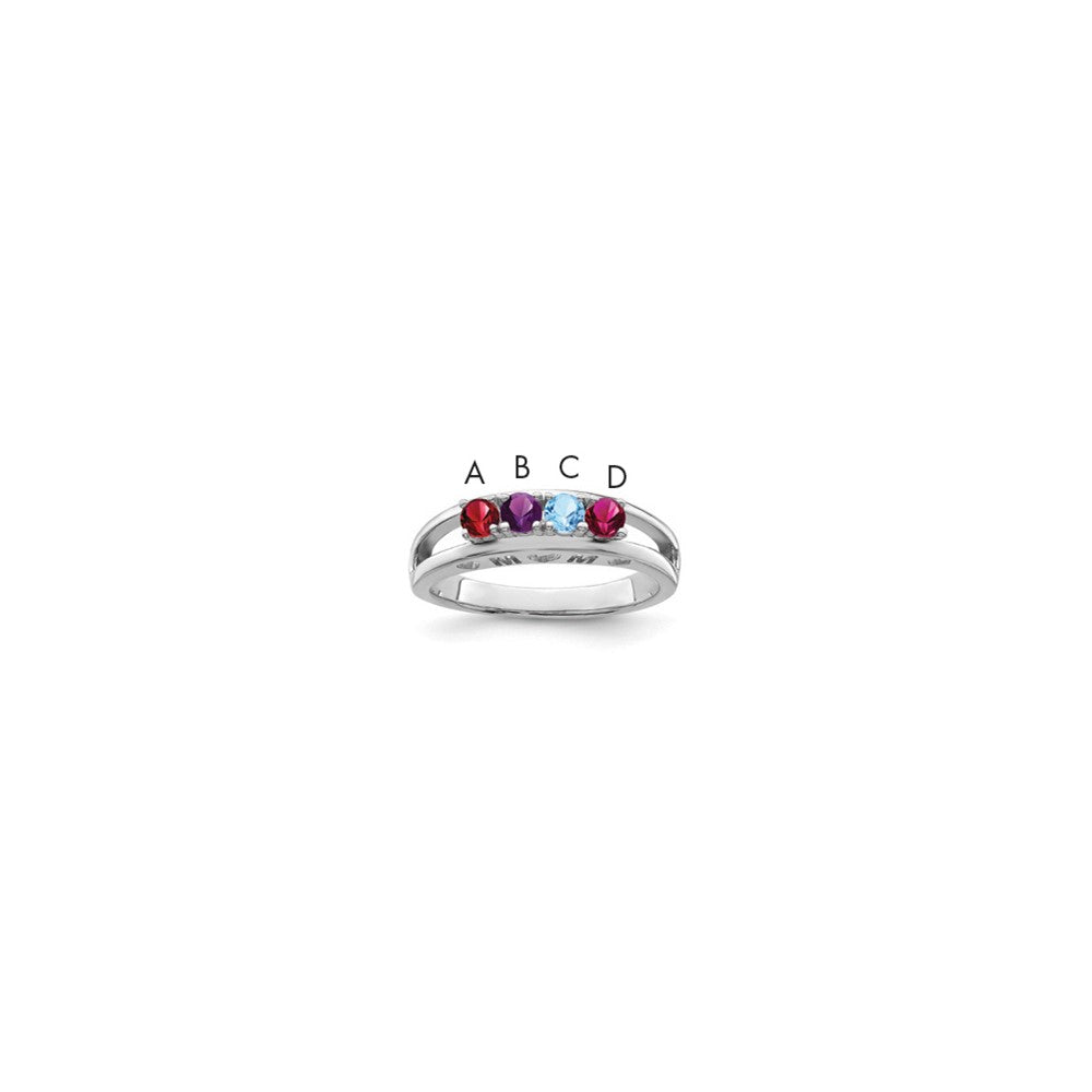 14k White Gold 3mm Synthetic Family Jewelry Ring - 12