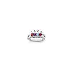 14k White Gold 3mm Synthetic Family Jewelry Ring - 12