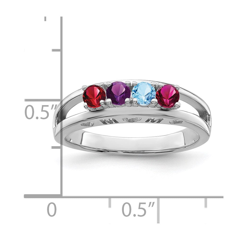 14k White Gold 3mm Synthetic Family Jewelry Ring - 12