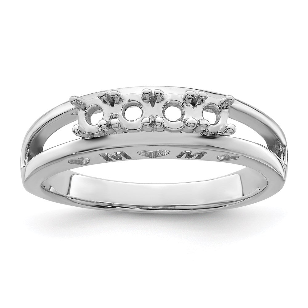14k White Gold 3mm Synthetic Family Jewelry Ring - 12