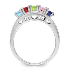 14k White Gold 3mm Synthetic Family Jewelry Ring - 11
