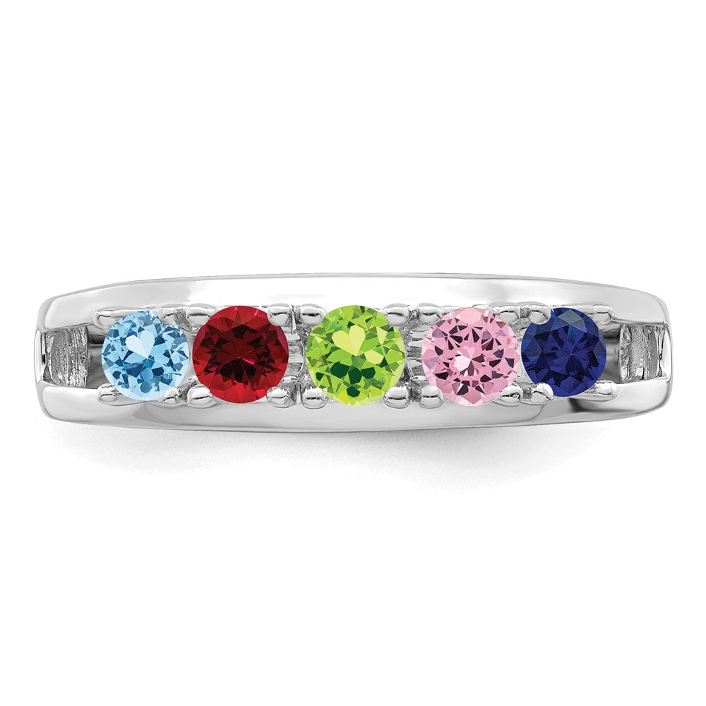 14k White Gold 3mm Synthetic Family Jewelry Ring - 11