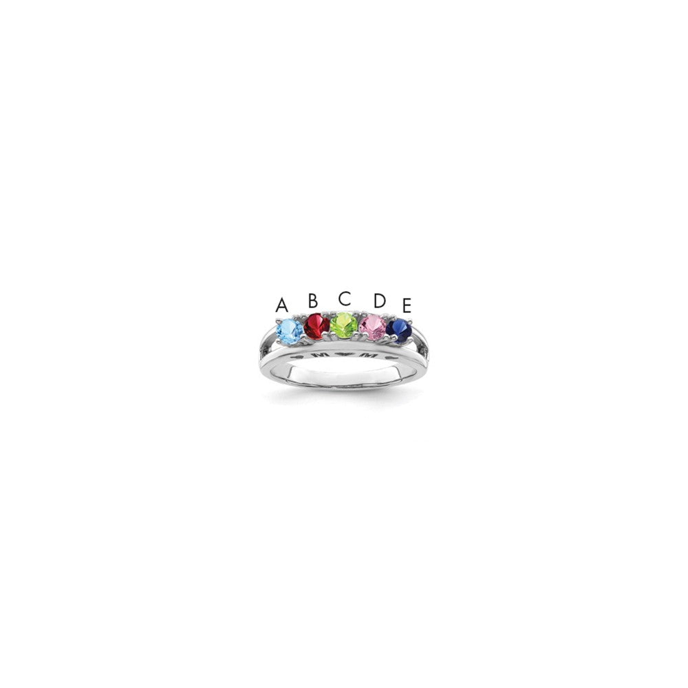 14k White Gold 3mm Synthetic Family Jewelry Ring - 11