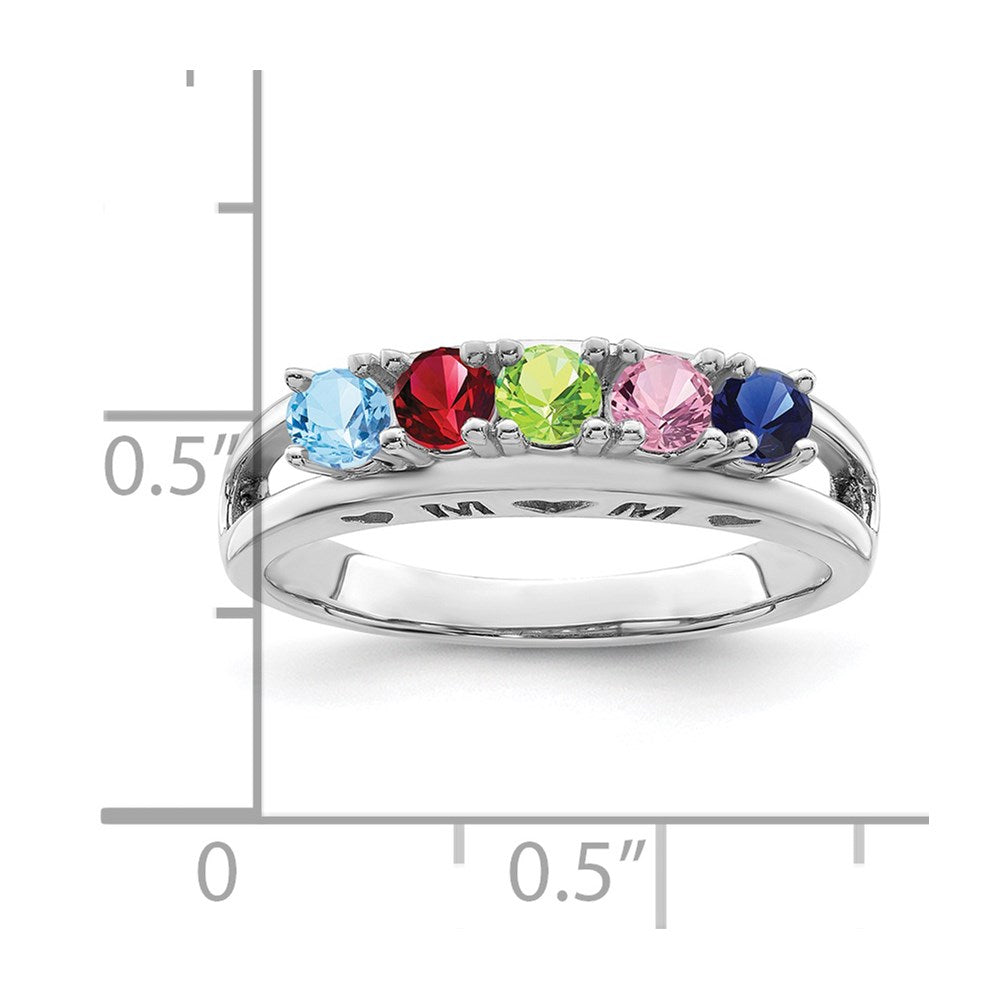 14k White Gold 3mm Synthetic Family Jewelry Ring - 11