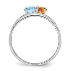 14k White Gold Genuine 2 Stone Mother's Ring - 10