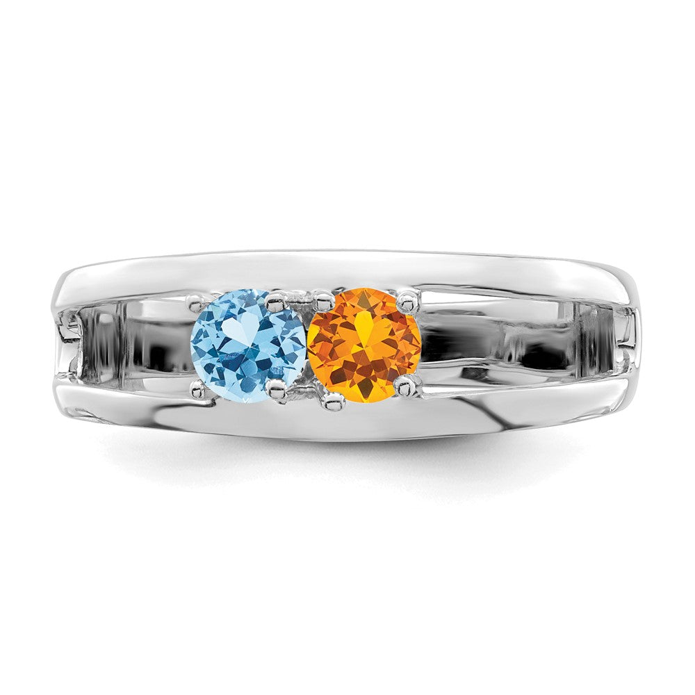 14k White Gold Genuine 2 Stone Mother's Ring - 10