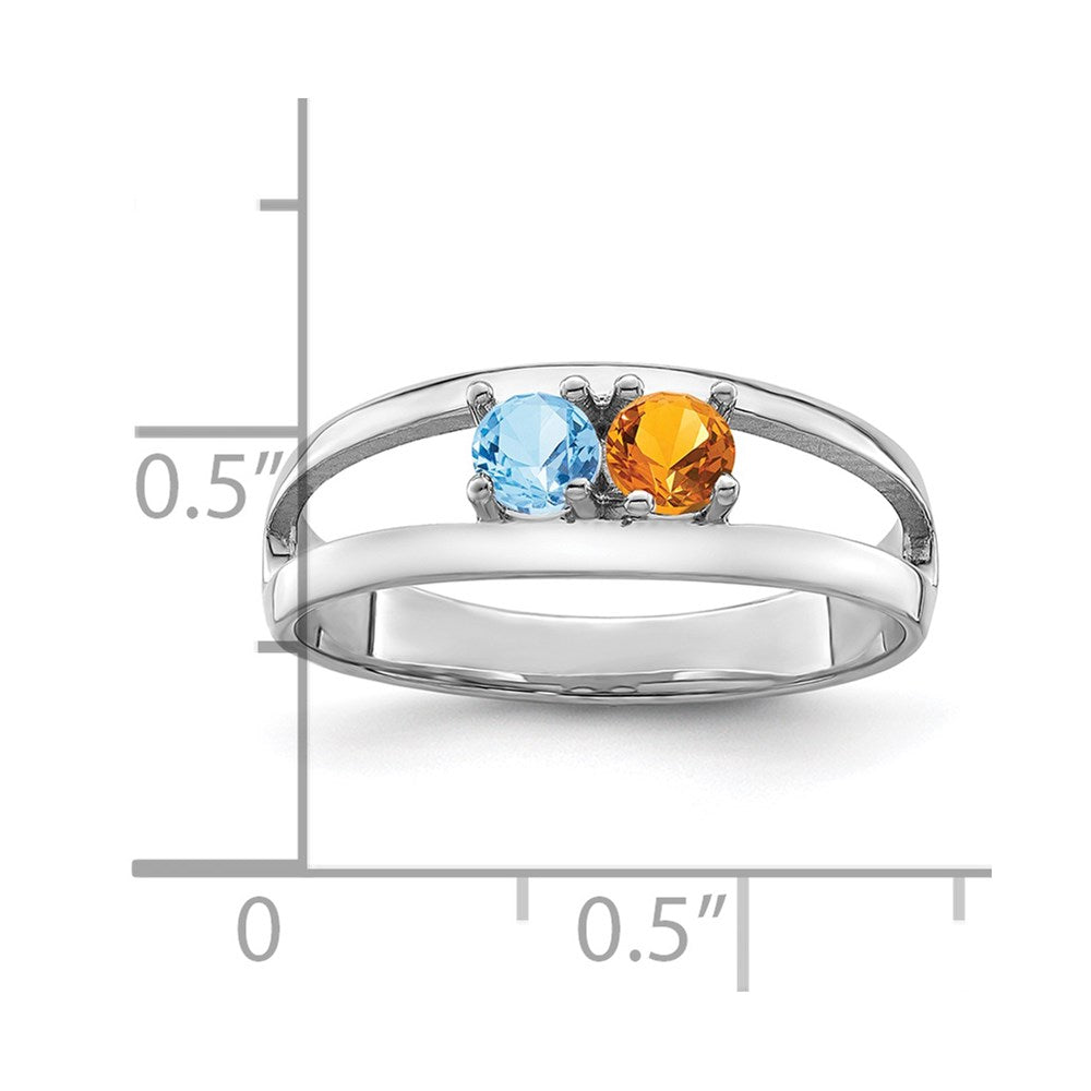 14k White Gold Synthetic Family Jewelry Ring - 81