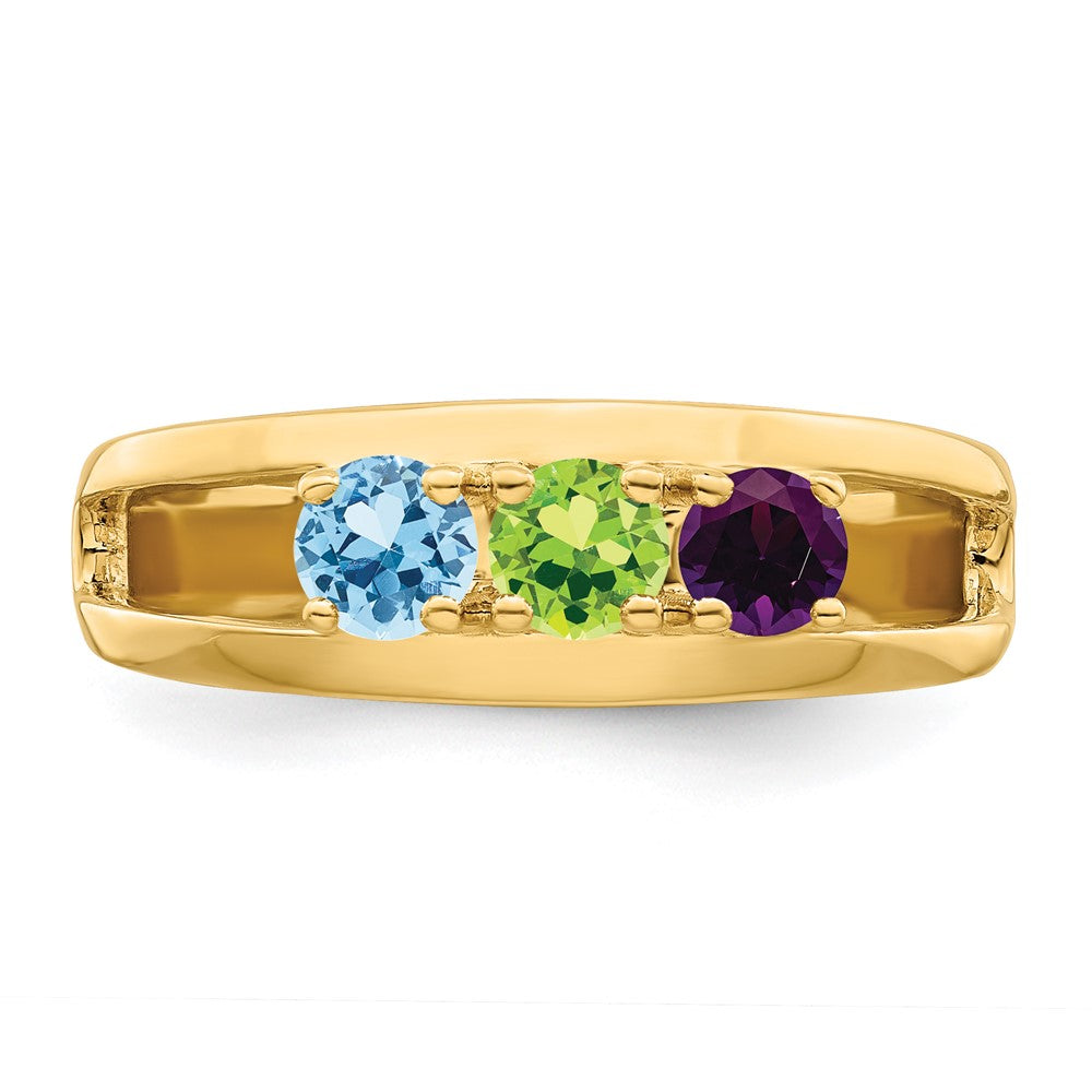 14k Genuine 3 Stone Mother's Ring - 12