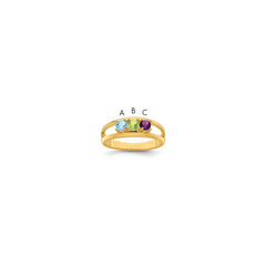 14k Genuine 3 Stone Mother's Ring - 12