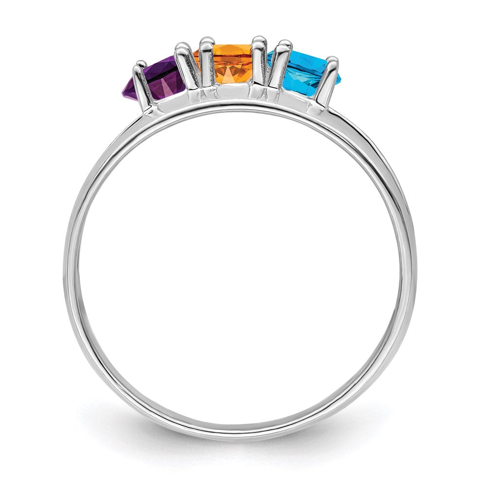 Sterling Silver Rhodium-plated Synthetic 3 Stone Mother's Ring - 109
