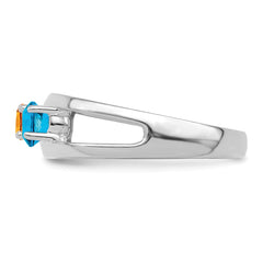 Sterling Silver Rhodium-plated Synthetic 3 Stone Mother's Ring - 109