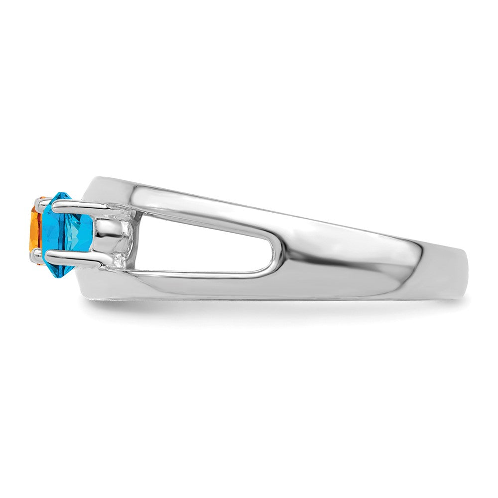 Sterling Silver Rhodium-plated Synthetic 3 Stone Mother's Ring - 82