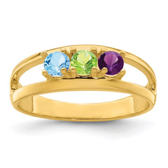 14k Genuine 3 Stone Mother's Ring - 12