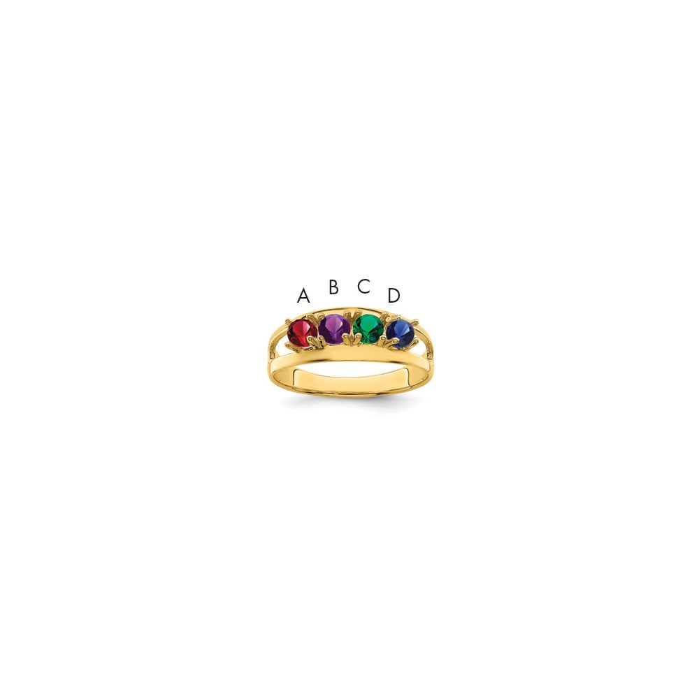 14k Genuine 4 Stone Mother's Ring - 12
