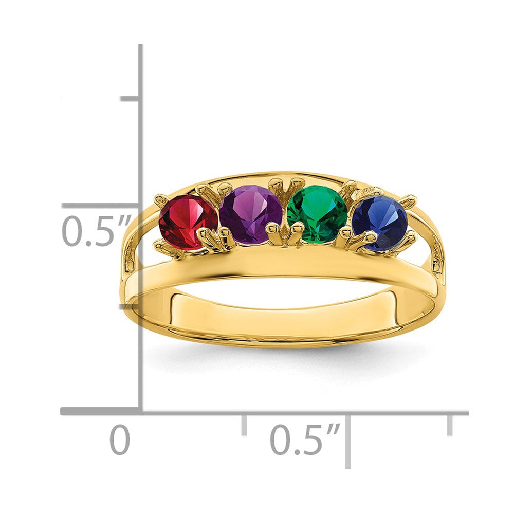 14k Genuine 4 Stone Mother's Ring - 12