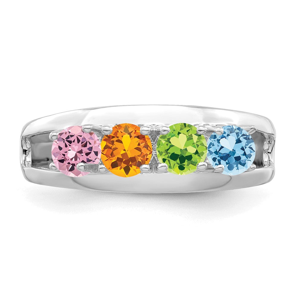 14k White Gold Synthetic Family Jewelry Ring - 88