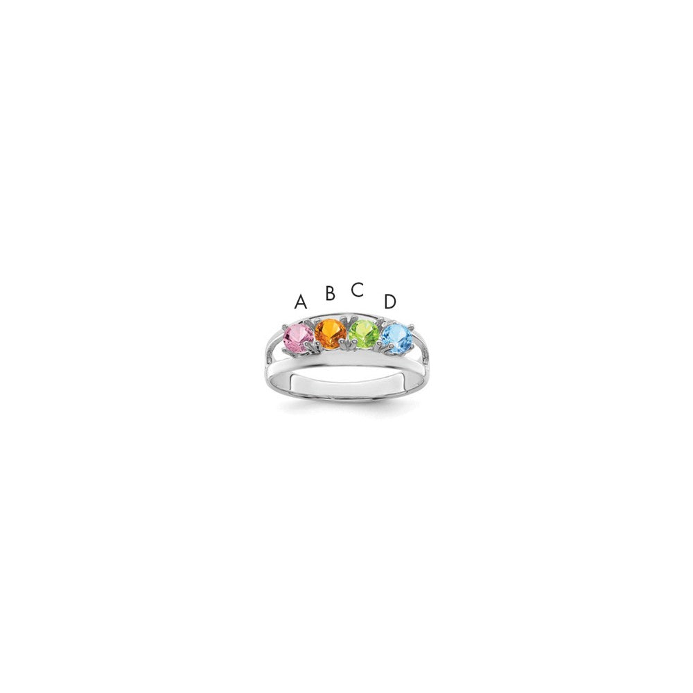 14k White Gold Genuine 4 Stone Mother's Ring - 10