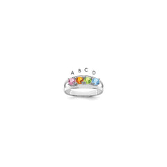 14k White Gold Genuine 4 Stone Mother's Ring - 10