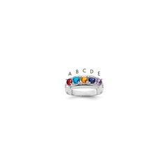 Sterling Silver Rhodium-plated Synthetic 5 Stone Mother's Ring - 77