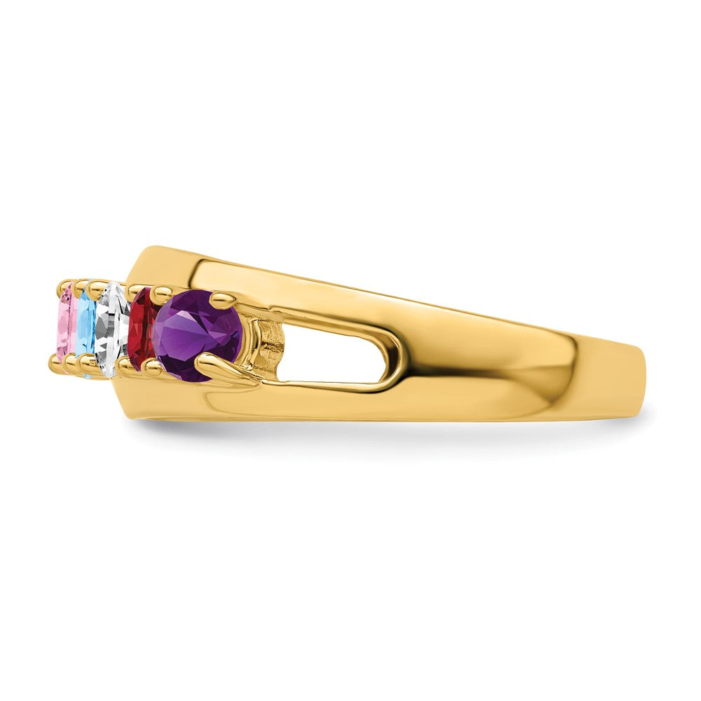 14k Genuine 6 Stone Mother's Ring - 7