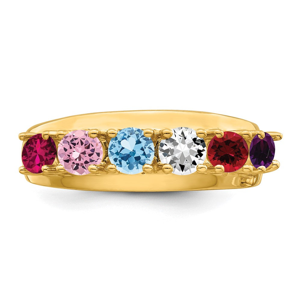 14k Genuine 6 Stone Mother's Ring - 7