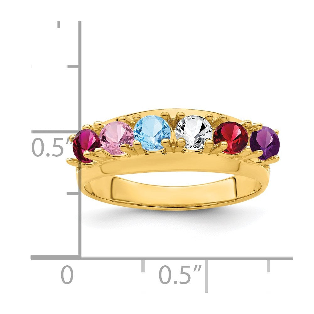 14k Genuine 6 Stone Mother's Ring - 7