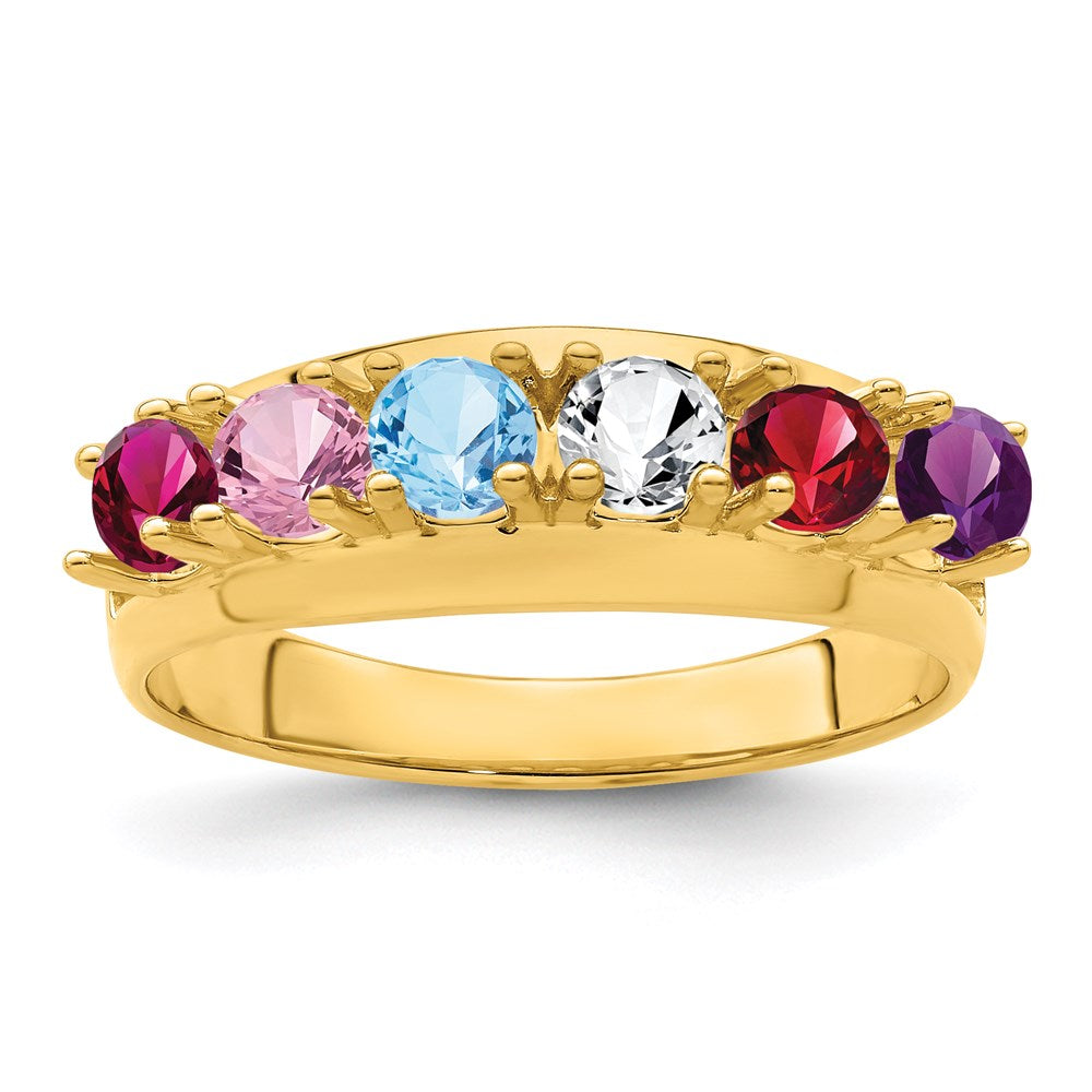14k Genuine 6 Stone Mother's Ring - 7