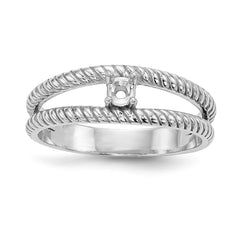 14k White Gold Polished 1-Stone Mothers Ring Mounting - 15